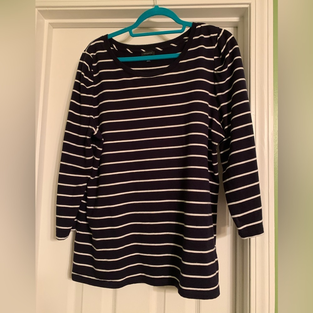 Talbots striped tee, 3/4 sleeve, size XL
